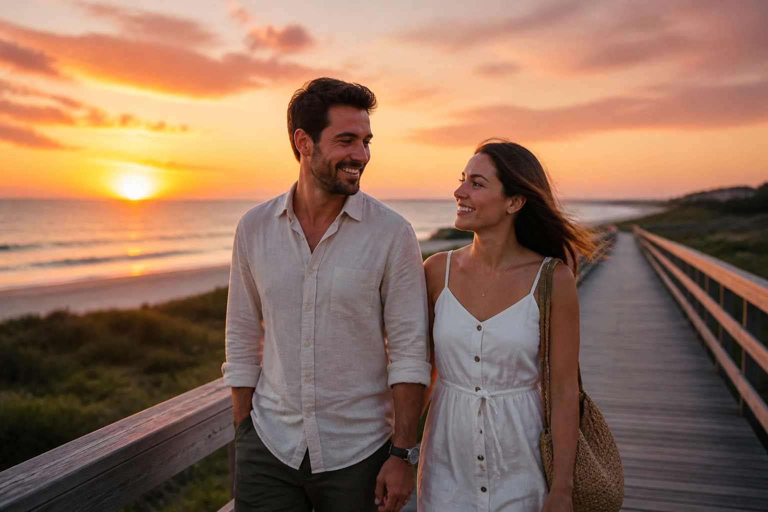 Sunset couple in 3D style (before)