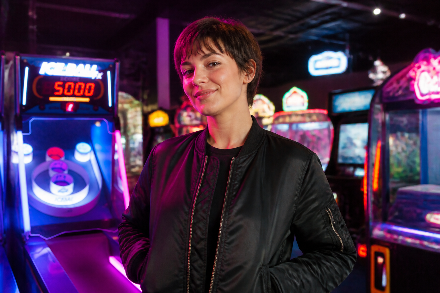 Comic-book arcade portrait (before)