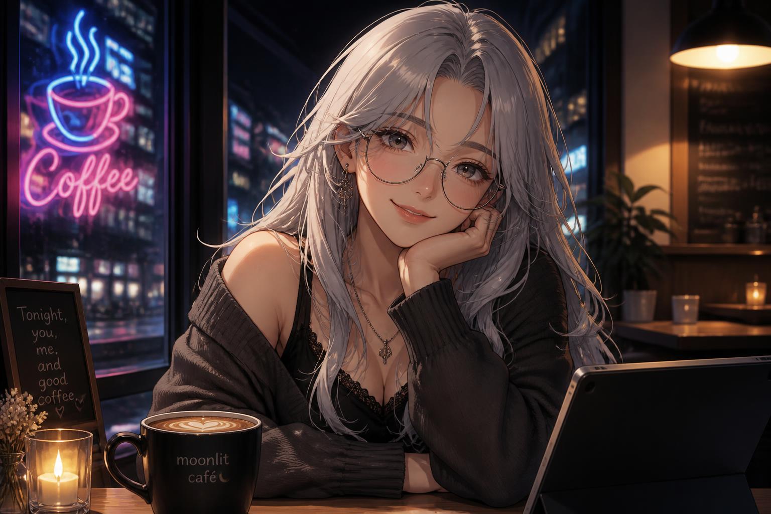 Anime night cafe companion