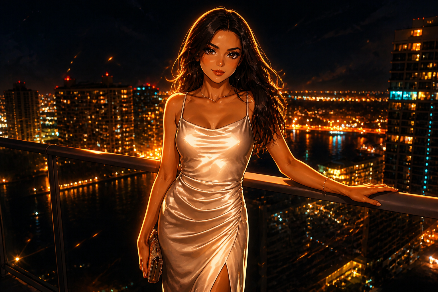 Night city evening gown anime (after)