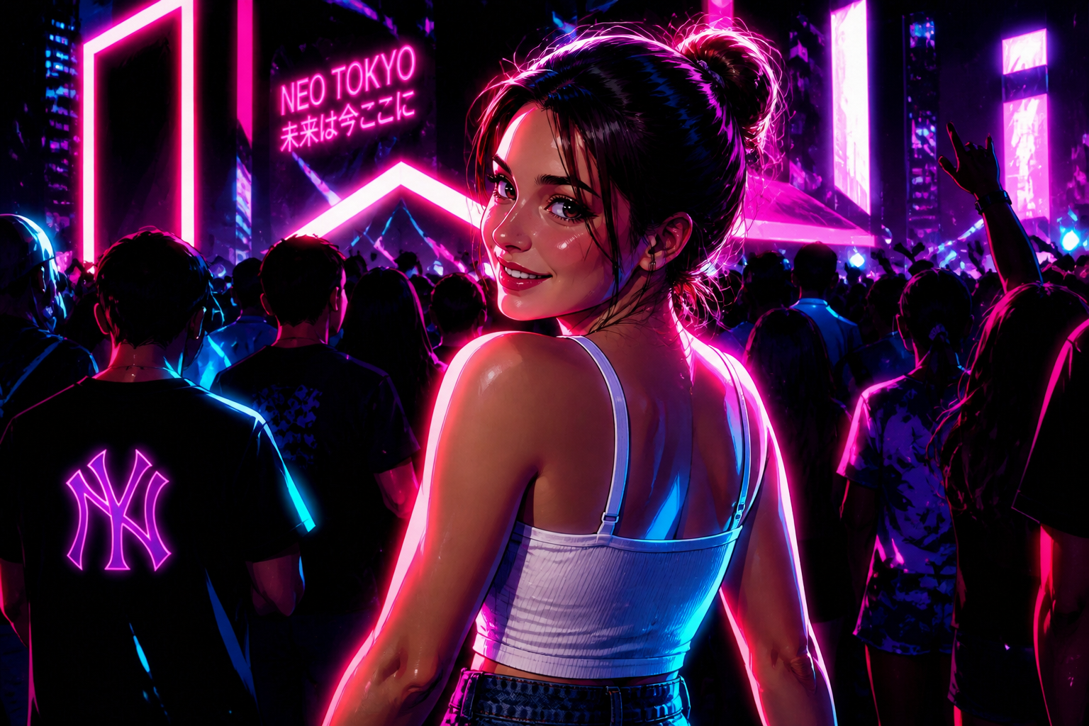 Neon concert cyberpunk anime (after)