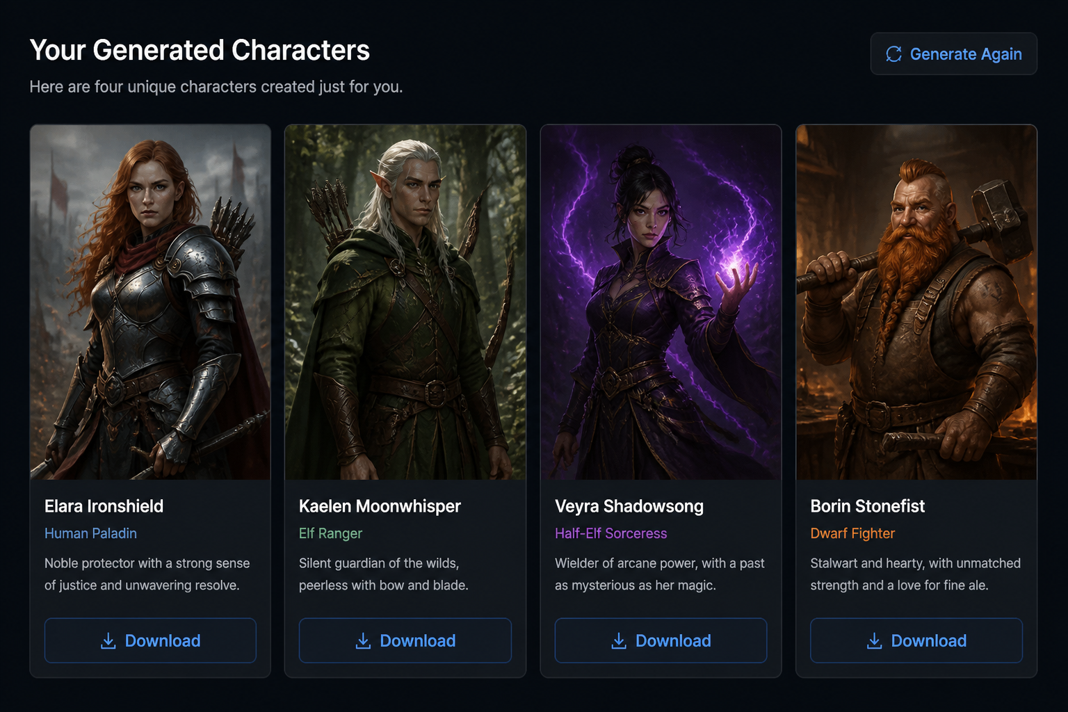 Generate and download