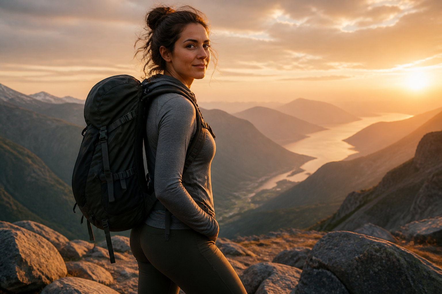 Golden hour mountain portrait