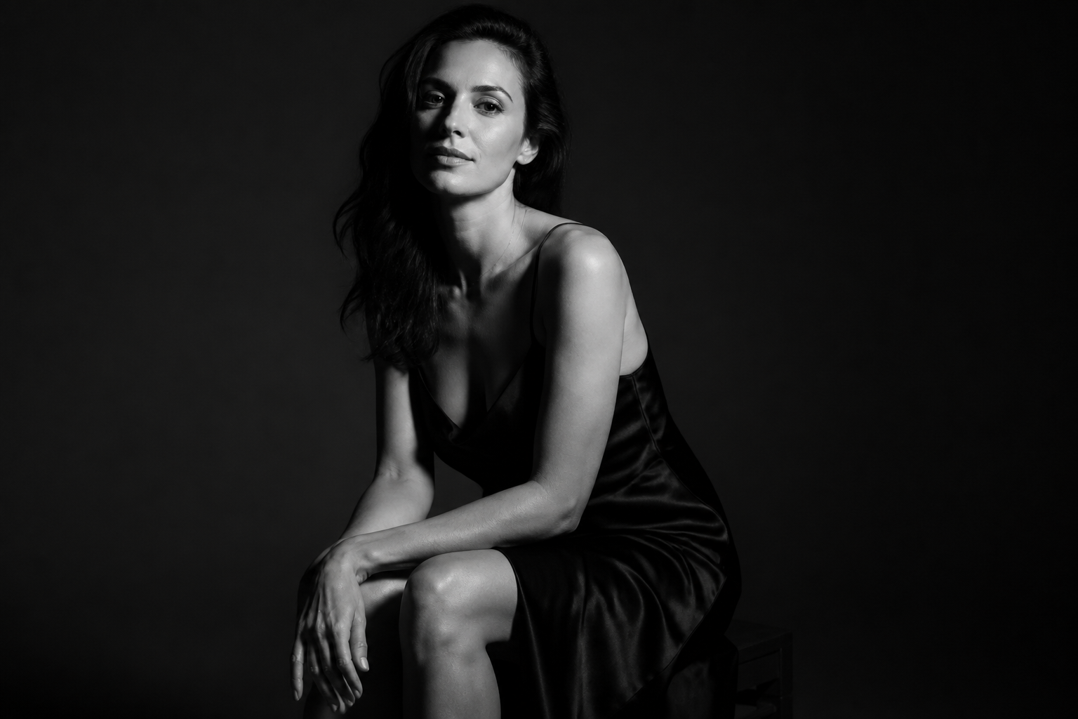 Monochrome minimalist studio portrait