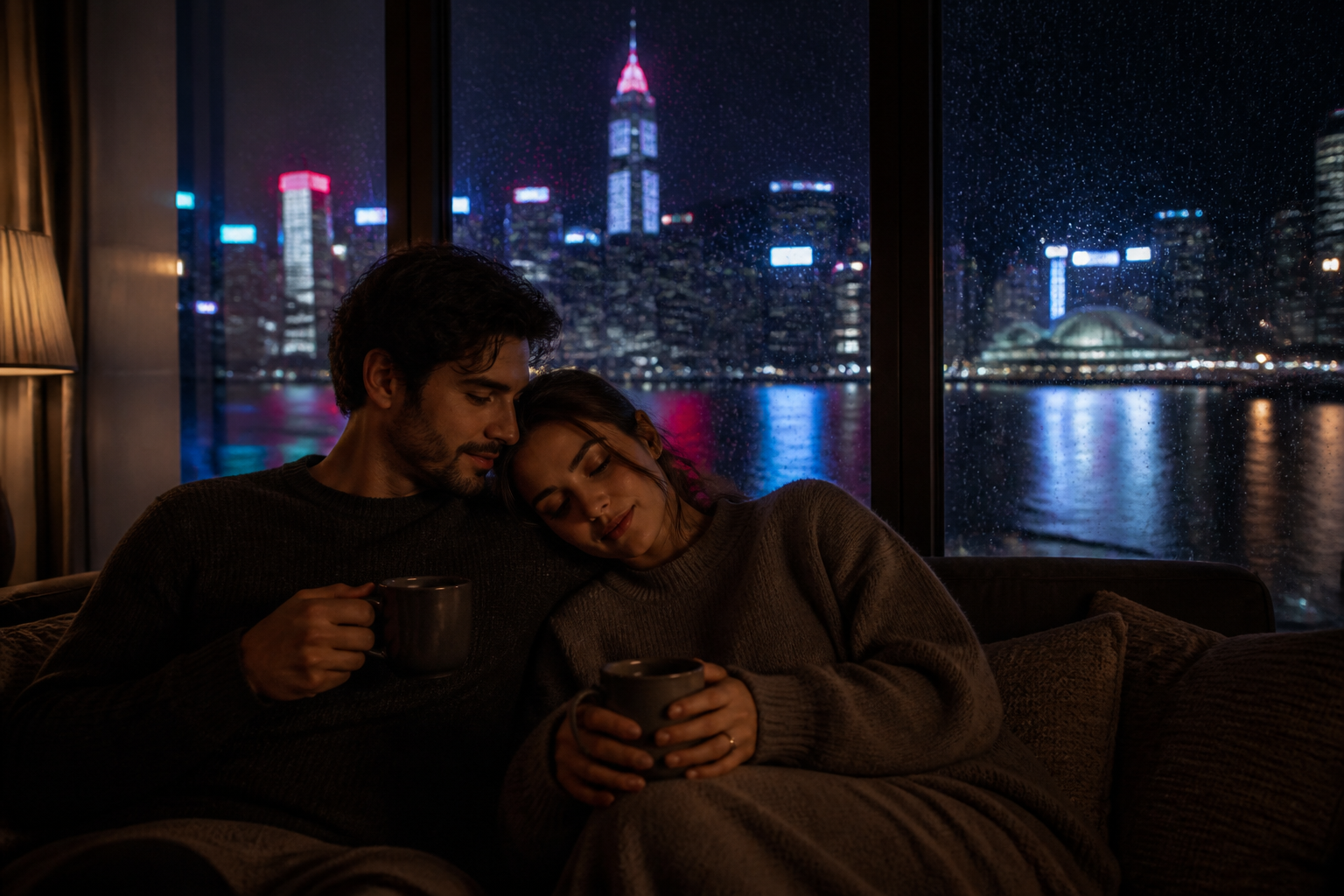 Rainy city window quiet moment