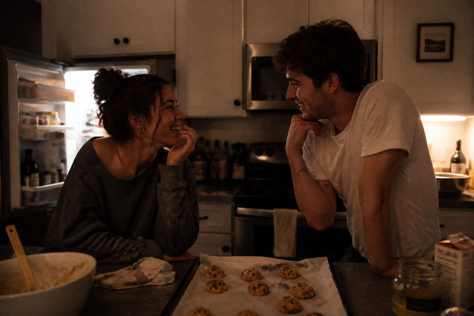 Late night kitchen casual scene
