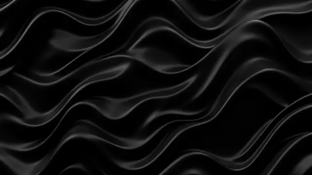Smooth flowing black abstract 3D waves with soft subtle light highlights fill the full frame