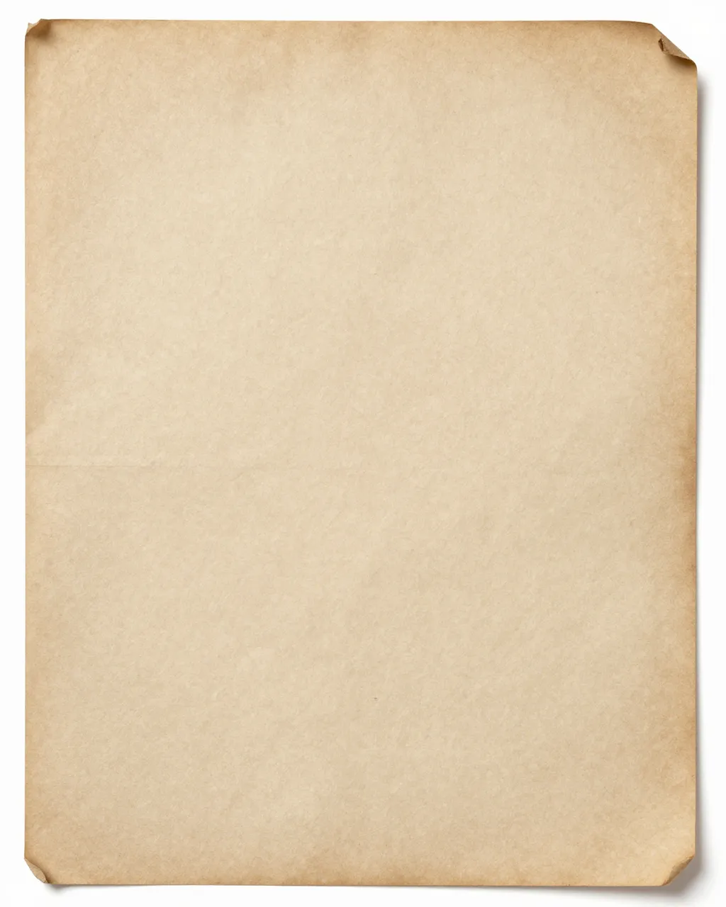 Flat laid aged brown paper with folded corners, a faint horizontal crease, and worn subtle discoloration