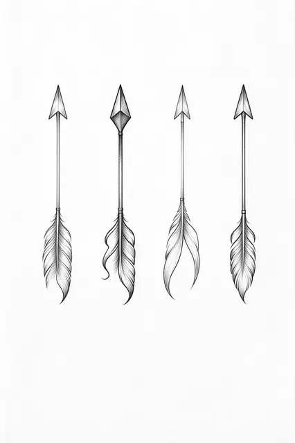 Four distinct hand-drawn arrows arranged in a horizontal row on plain white paper