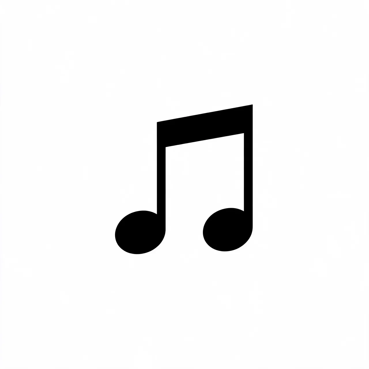 Solid black beamed pair of eighth music notes isolated on a plain white background
