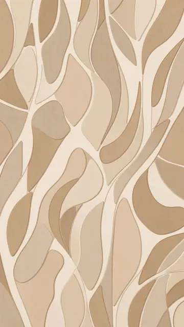 Vertical seamless abstract pattern of soft organic shapes in warm neutral beige and tan tones