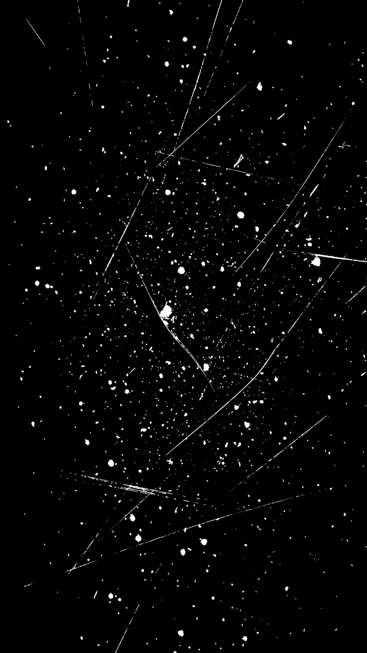 White grunge specks and fine scratch lines scattered across a solid pure black background