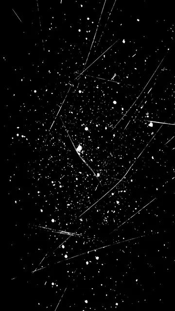 White grunge specks and fine scratch lines scattered across a solid pure black background