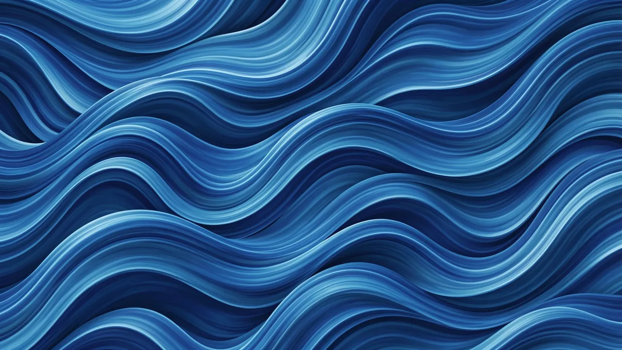 Seamless undulating abstract flowing waves rendered in a gradient of cool blue shades
