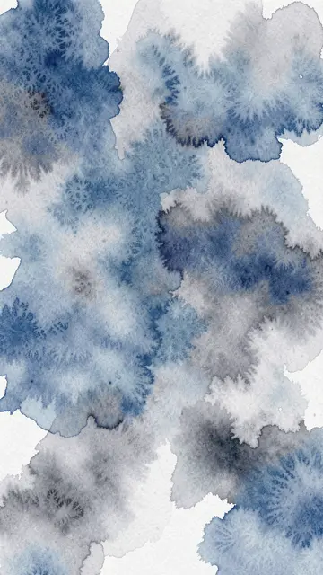 Vertical abstract watercolor wash in varying shades of blue and gray on textured white paper