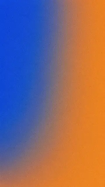 Vertical grainy gradient transitioning from cobalt blue to warm orange with soft noise texture