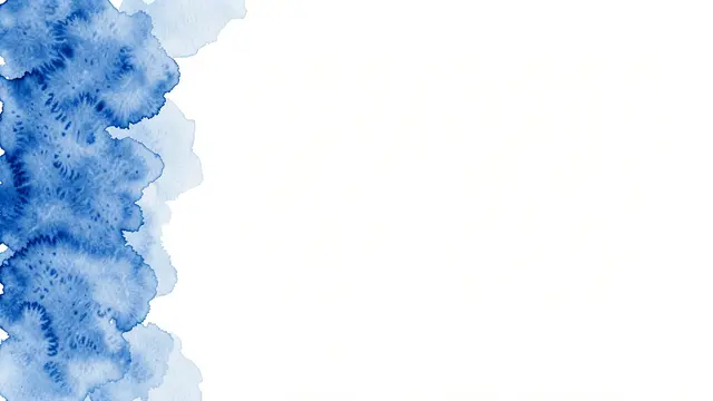 Deep and light blue watercolor washes run along the left edge of a plain white copy space background