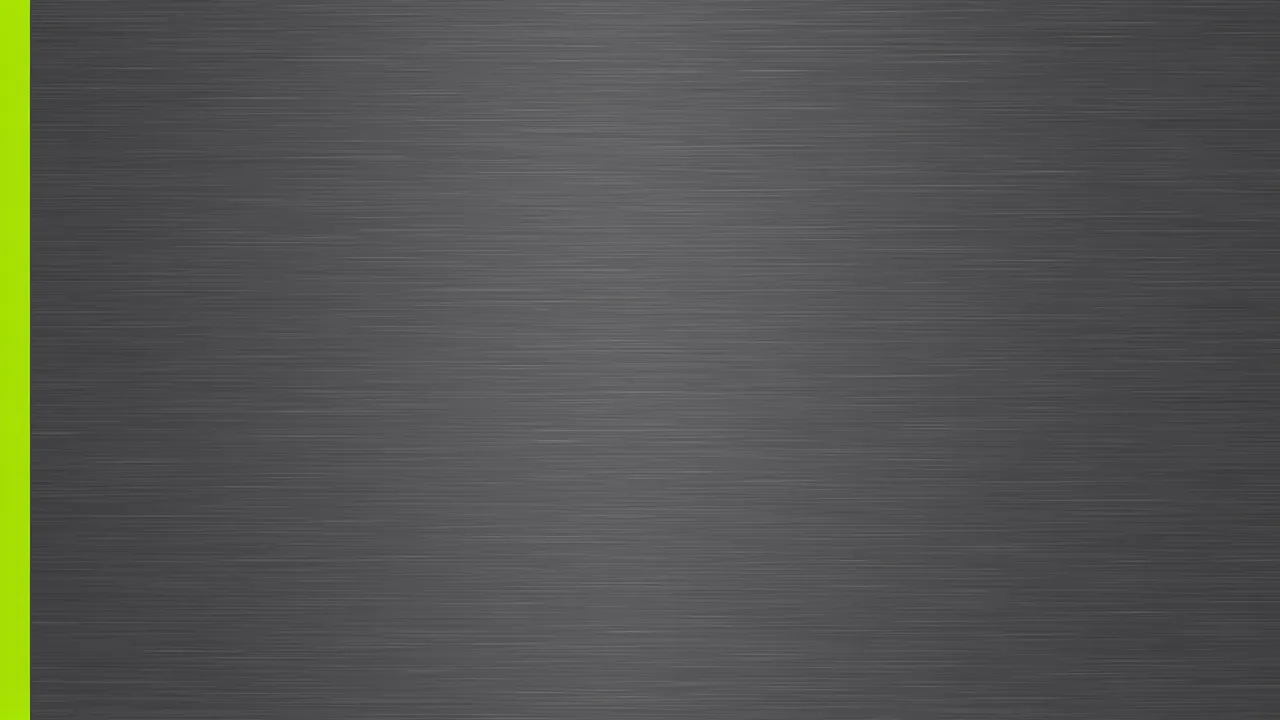 Brushed charcoal gray background with a slim lime green accent bar along the left edge and wide empty copy space