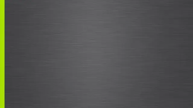 Brushed charcoal gray background with a slim lime green accent bar along the left edge and wide empty copy space