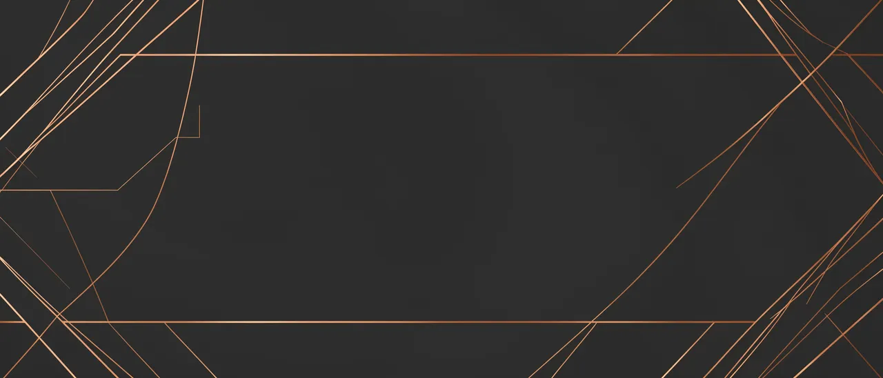 Dark charcoal background framed by thin geometric copper lines with a large blank central copy space