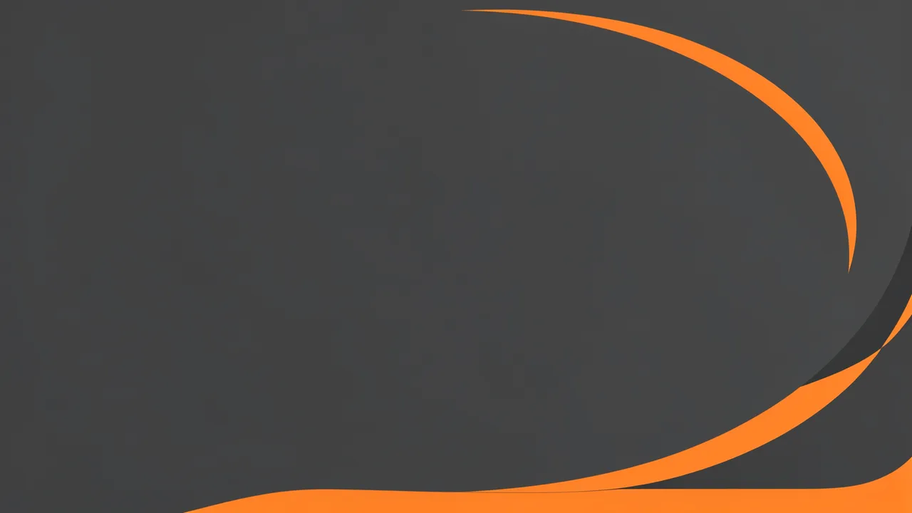 A smooth charcoal gray background with bright orange accent curves and large empty blank space.