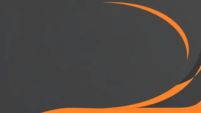 A smooth charcoal gray background with bright orange accent curves and large empty blank space.
