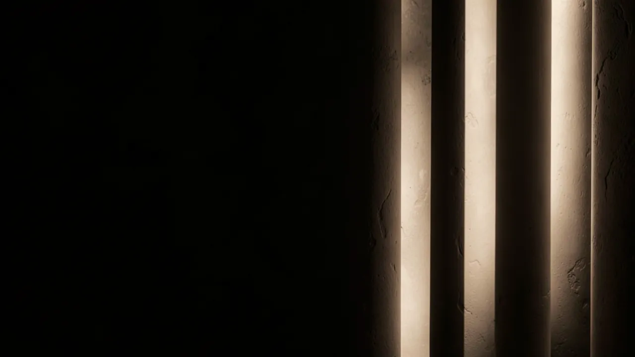 Dark charcoal textured background with three soft warm upright light pillars on the right and empty dark copy space on the