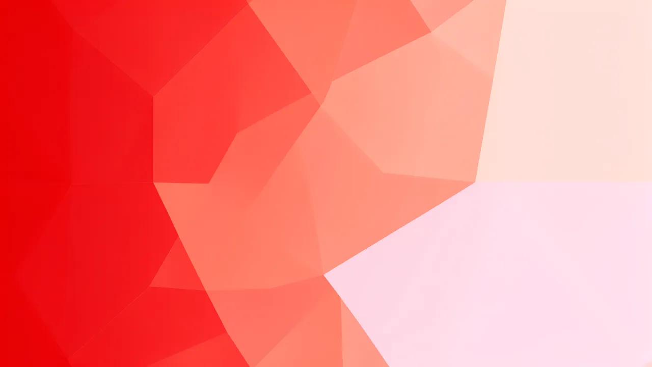 Low poly gradient mesh background transitioning from deep cherry red to coral to pale pink