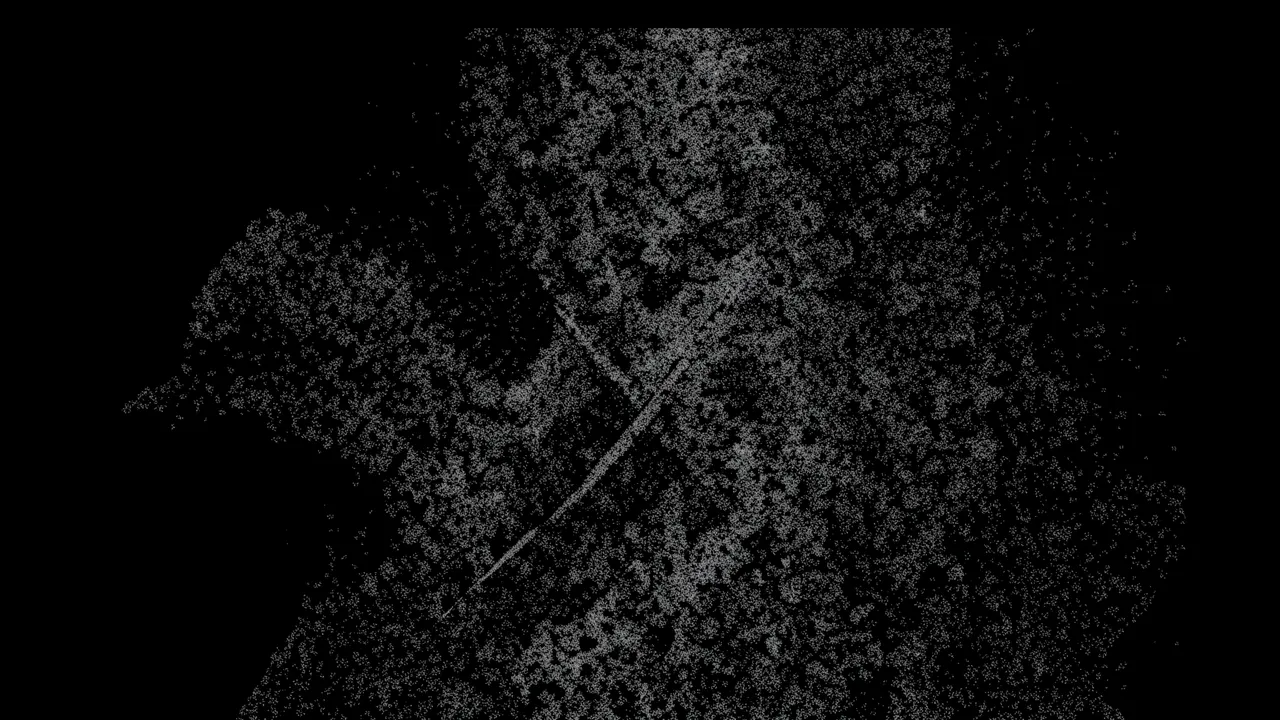 Light gray clumpy coarse film grain texture over a solid pure black background