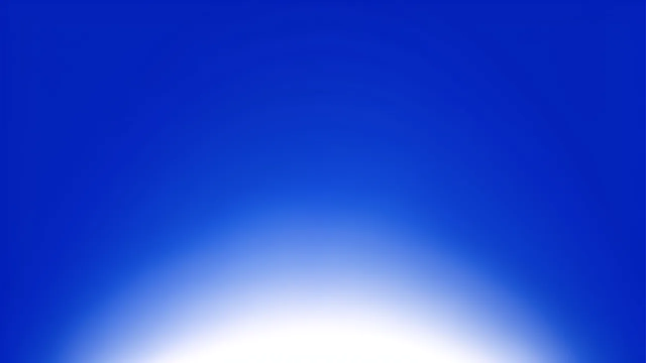 A smooth cobalt blue background with a soft white glow rising from the bottom edge