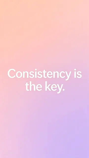 White rounded text reading "Consistency is the key." centered on a soft peach to lilac pastel gradient phone wallpaper