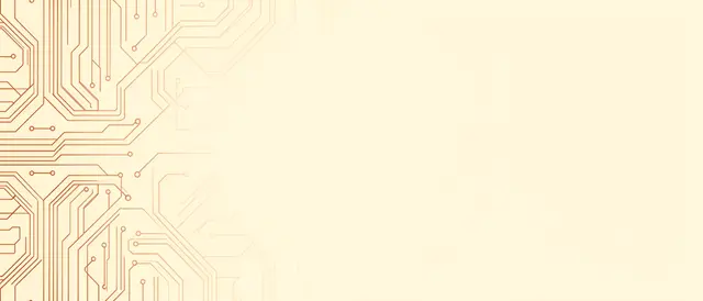 Faint copper circuit traces fade into a warm cream background with empty copy space on the right