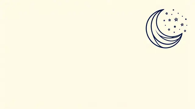 Navy line art crescent moon and small stars sit in the upper right corner of an empty ivory background