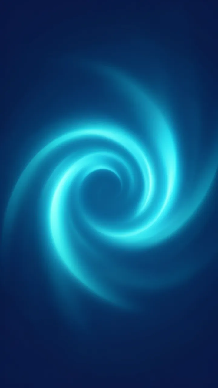 Glowing soft cyan spiral swirls across a deep midnight blue vertical gradient background