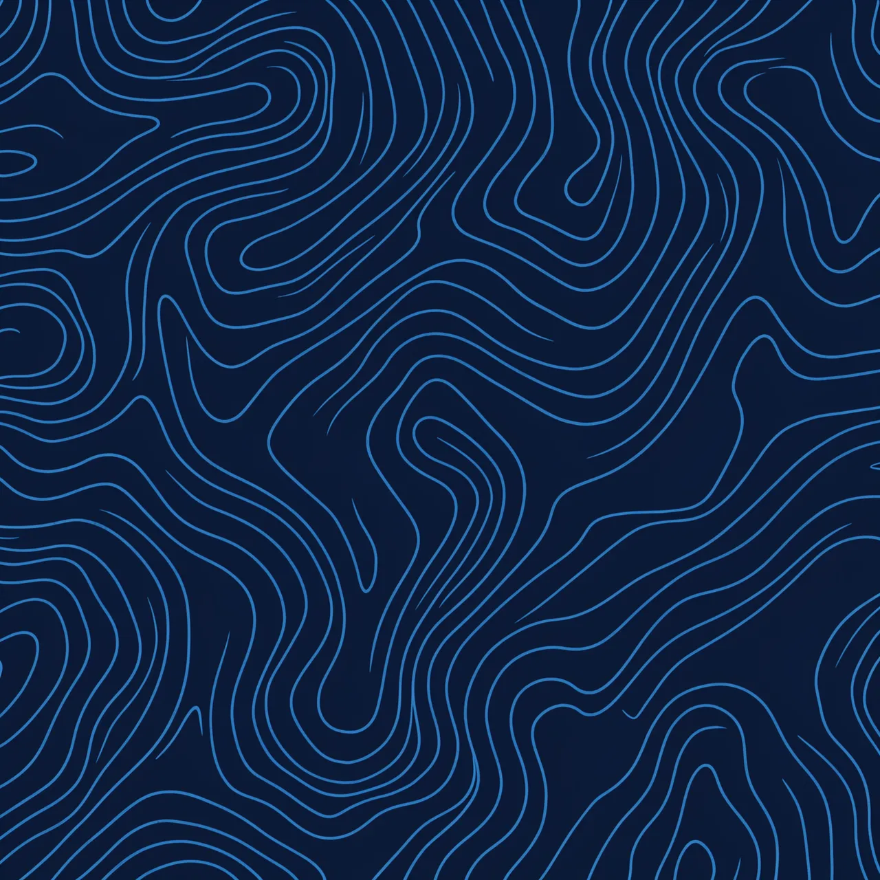 Flowing lighter blue topographic contour lines form a seamless pattern on a deep dark blue background