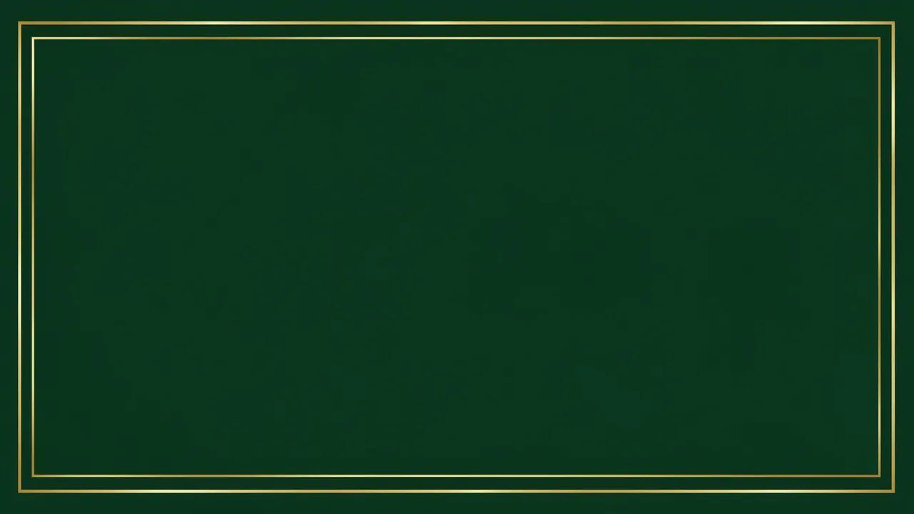 Smooth dark forest green background with an inset thin double gold line frame and empty copy space center