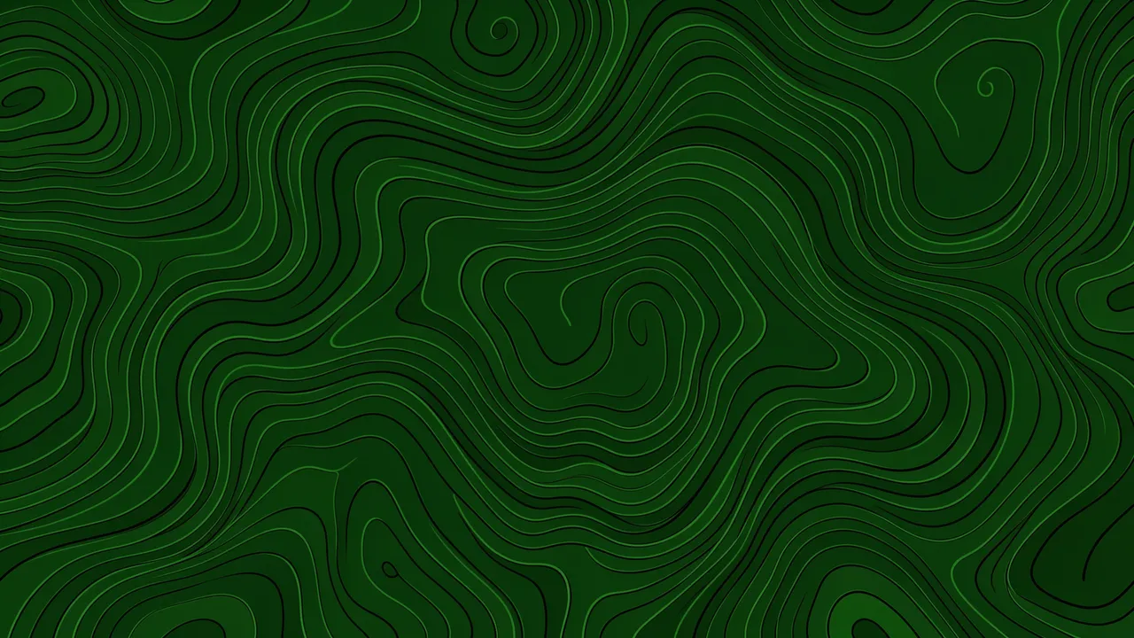 Smooth wavy topographic contour lines in varying shades of dark green fill the full frame.