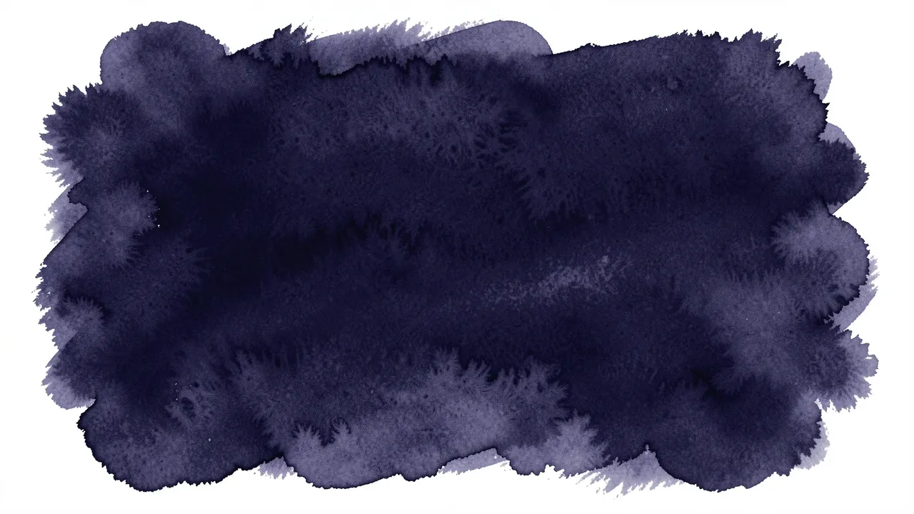A soft feathered dark indigo watercolor splotch sits on a plain white background