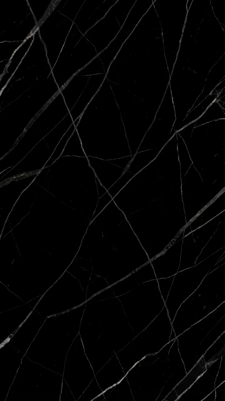 Vertical full frame of black marble with thin subtle light gray veins across the surface
