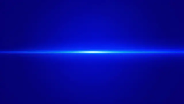 A deep uniform blue field features a thin bright horizontal glowing line running across its center