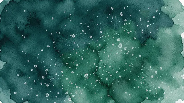 Textured watercolor wash in deep teal and emerald tones with delicate salt bloom speckles