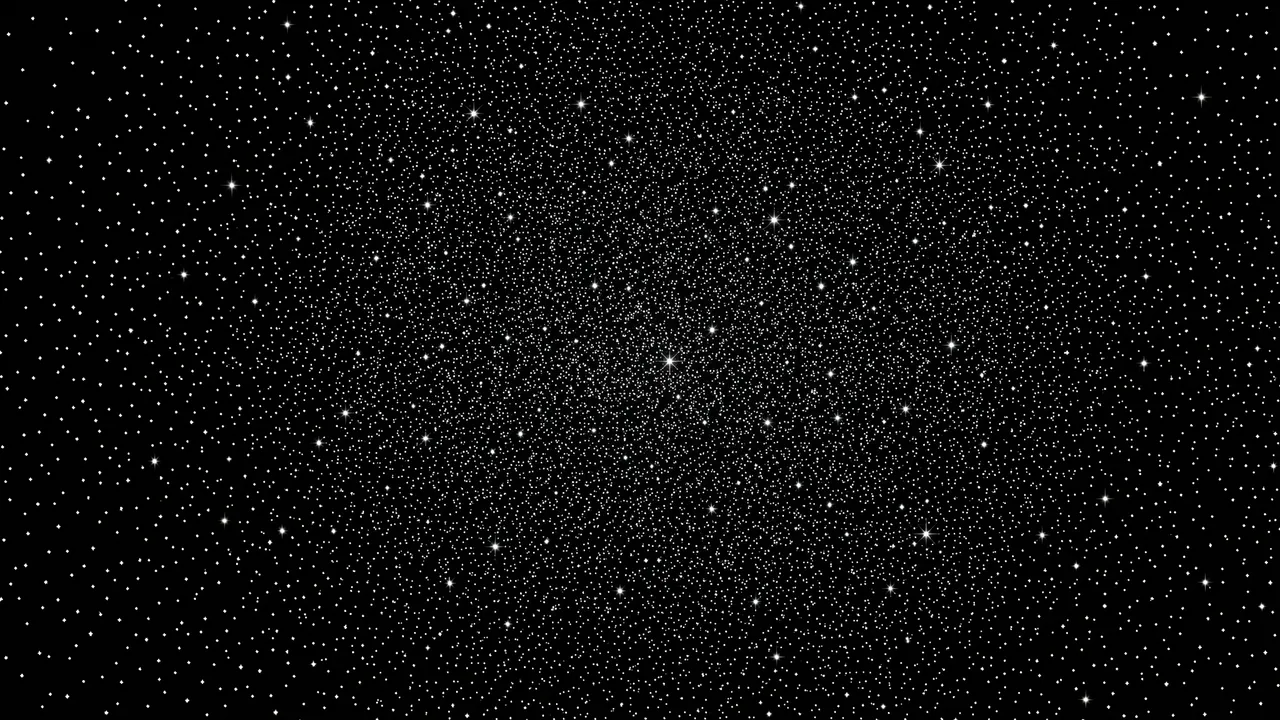 A dense field of tiny white stars of varying brightness set against a pure black background
