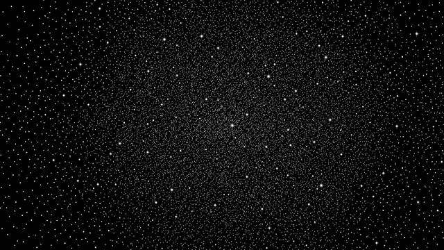 A dense field of tiny white stars of varying brightness set against a pure black background