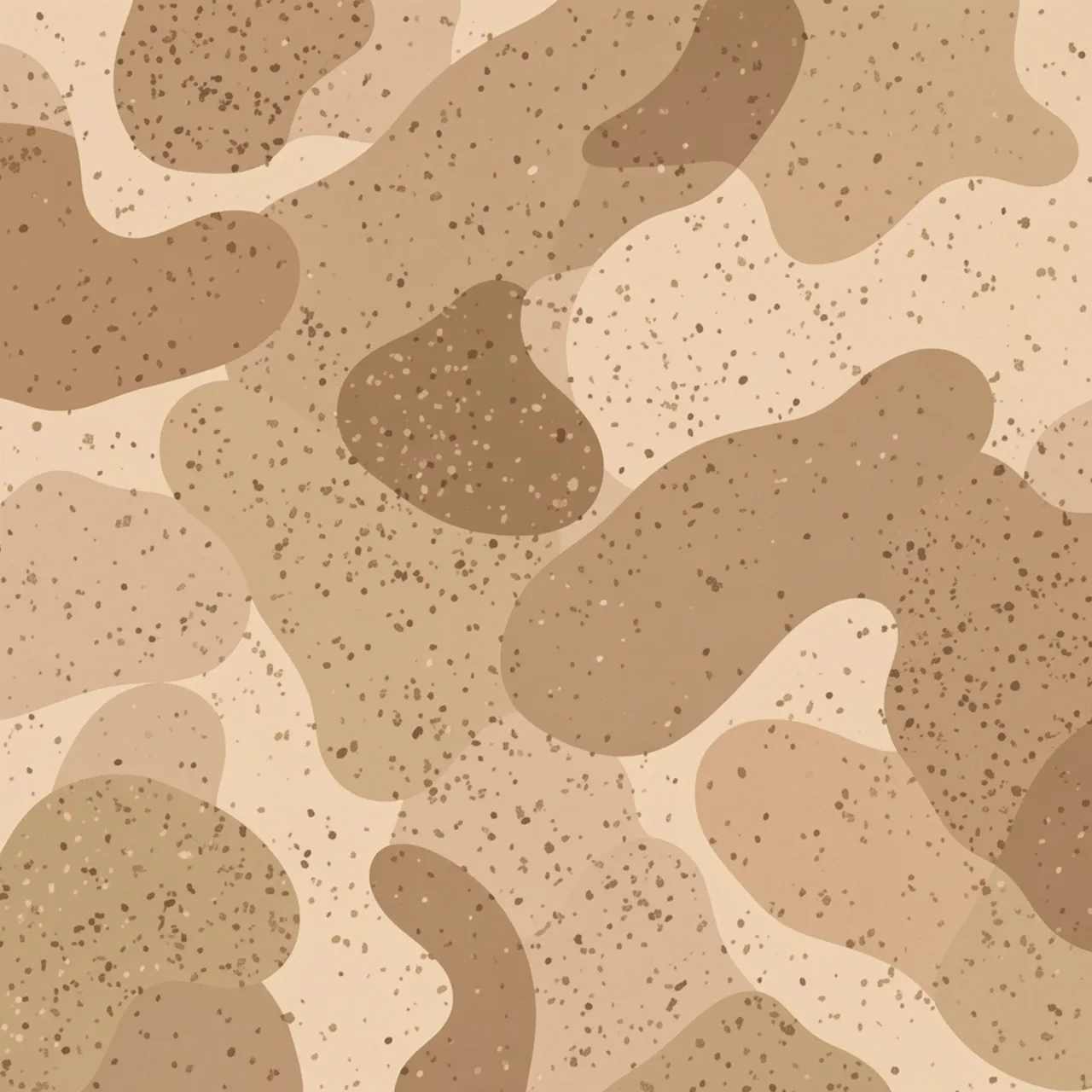 Seamless soft rounded desert camo pattern with fine speckled flecks in sand, beige and brown tones