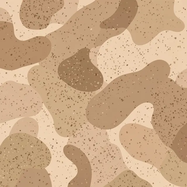 Seamless soft rounded desert camo pattern with fine speckled flecks in sand, beige and brown tones