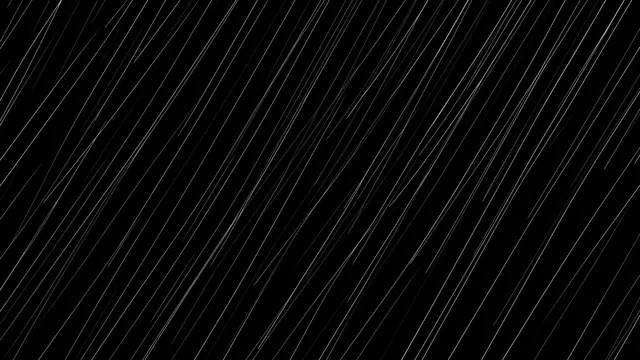 Thin light diagonal rain streaks appear over a solid pure black background