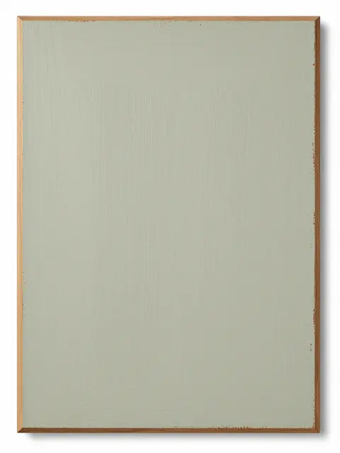 A rectangular wood panel finished in distressed sage chalk paint with exposed grain at edges, shot on a plain white