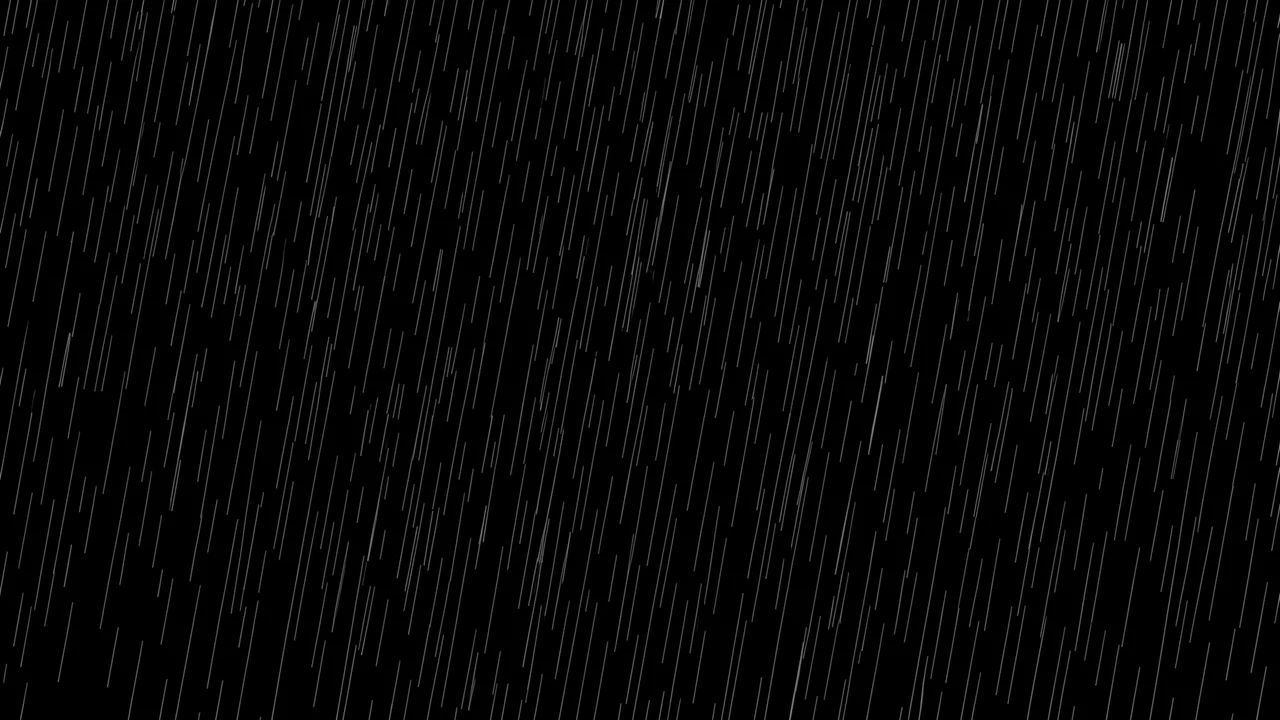 Faint fine diagonal rain streaks appear over a solid pure black background