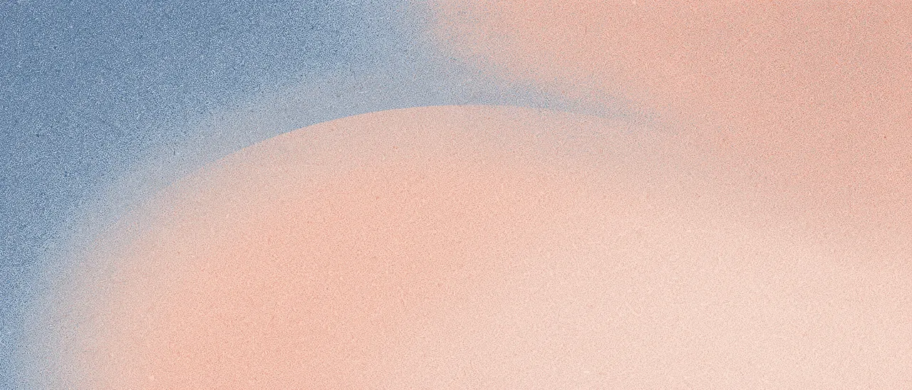 Grainy blended background with soft blue to apricot gradient and one smooth curve, full empty copy space