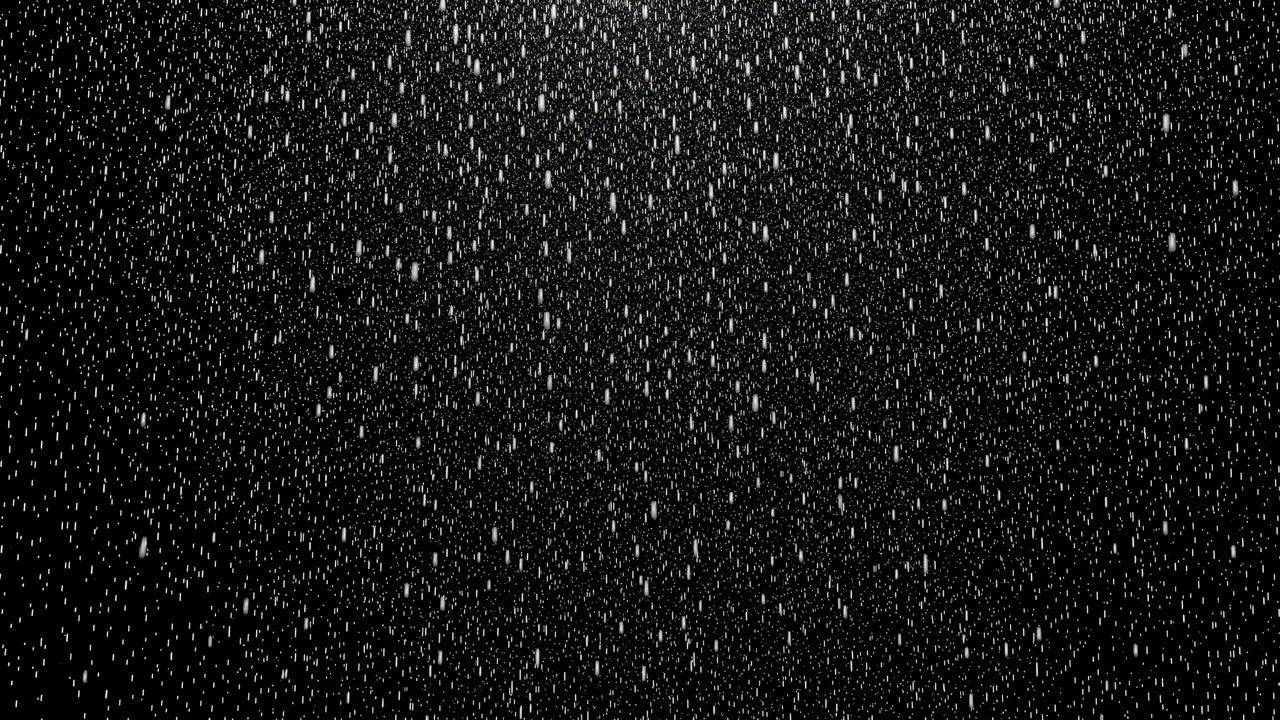 Evenly distributed fine snow falls straight down across a solid pure black background.